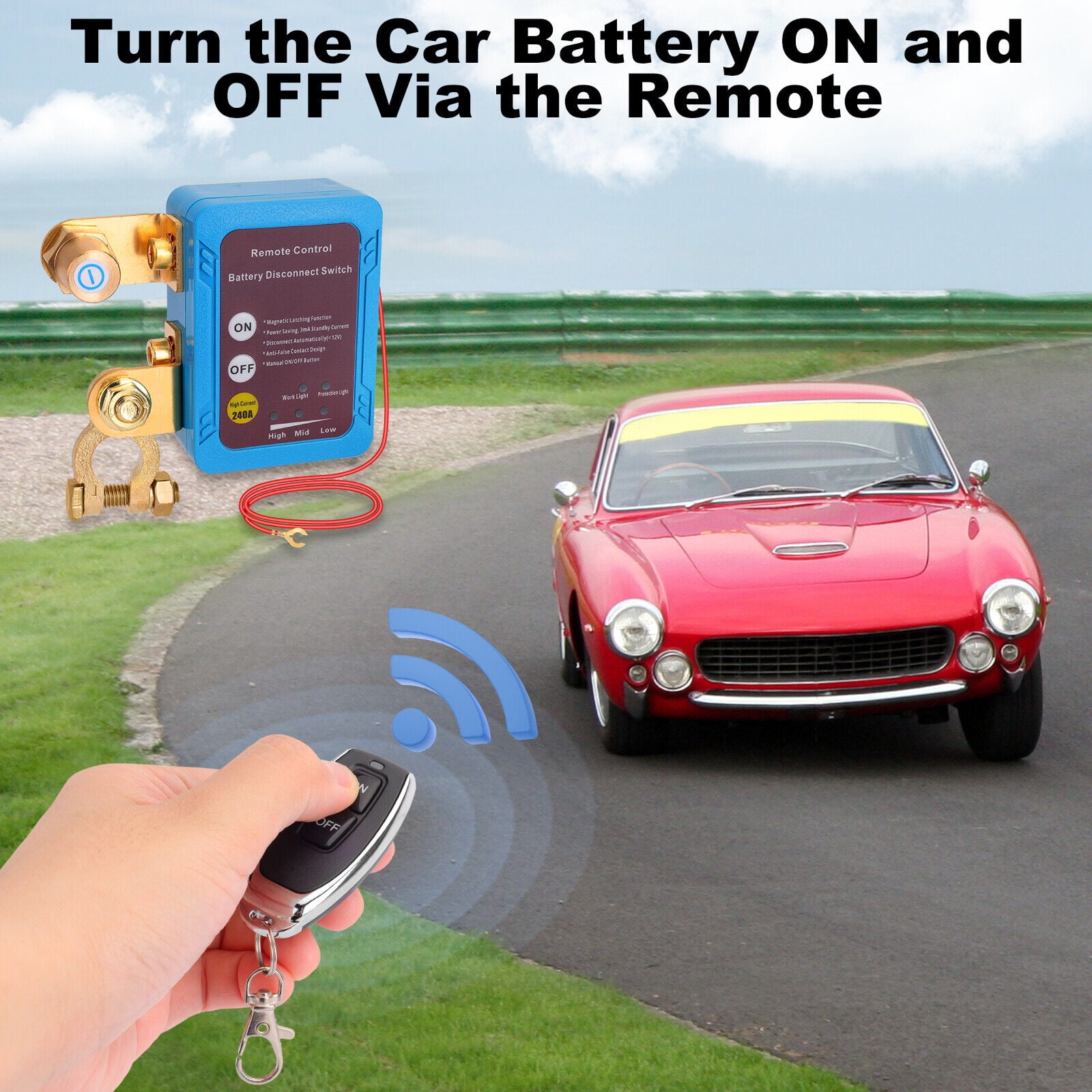 Remote Battery Disconnect Switch 12V 240A Battery Kill Switch for Auto RV ATV