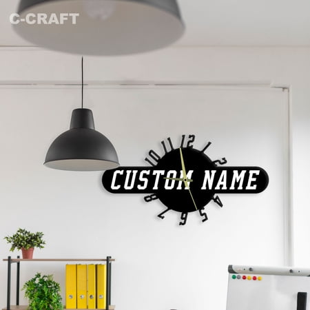 C-CRAFT Custom Metal Modern Wall Clock Silent 14 Inch for Living Room Wall Decor