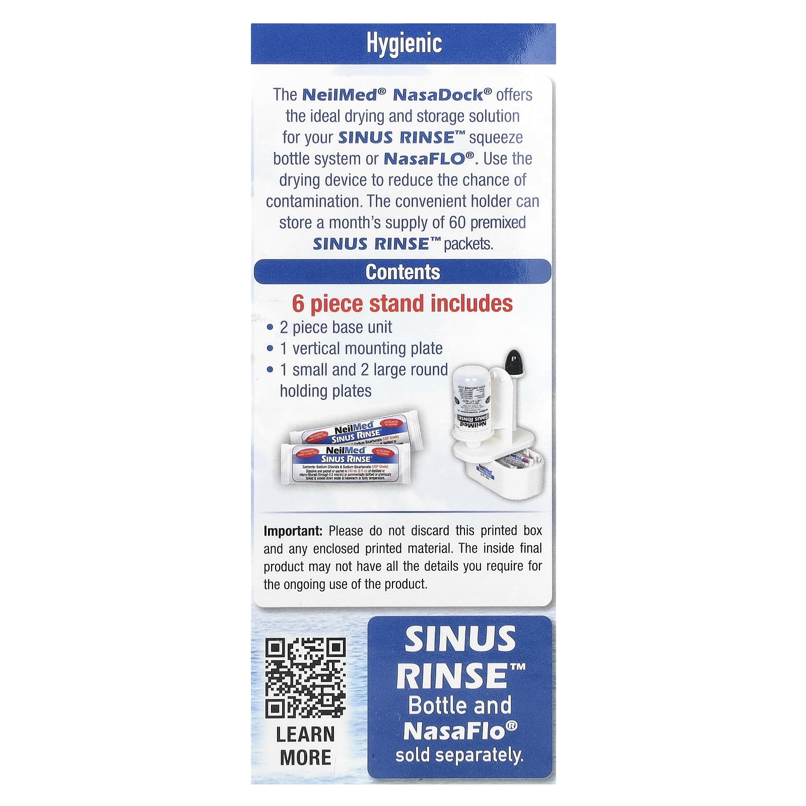 NeilMed NasaDock Plus Drying Stand, White, for Sinus Rinse Bottles and Neti Pot
