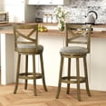 thumbnail image 2 of Costway Swivel Bar Stools Set of 4 Bar Height Chairs with Hollow Back  Soft-padded Seat Grey, 2 of 9