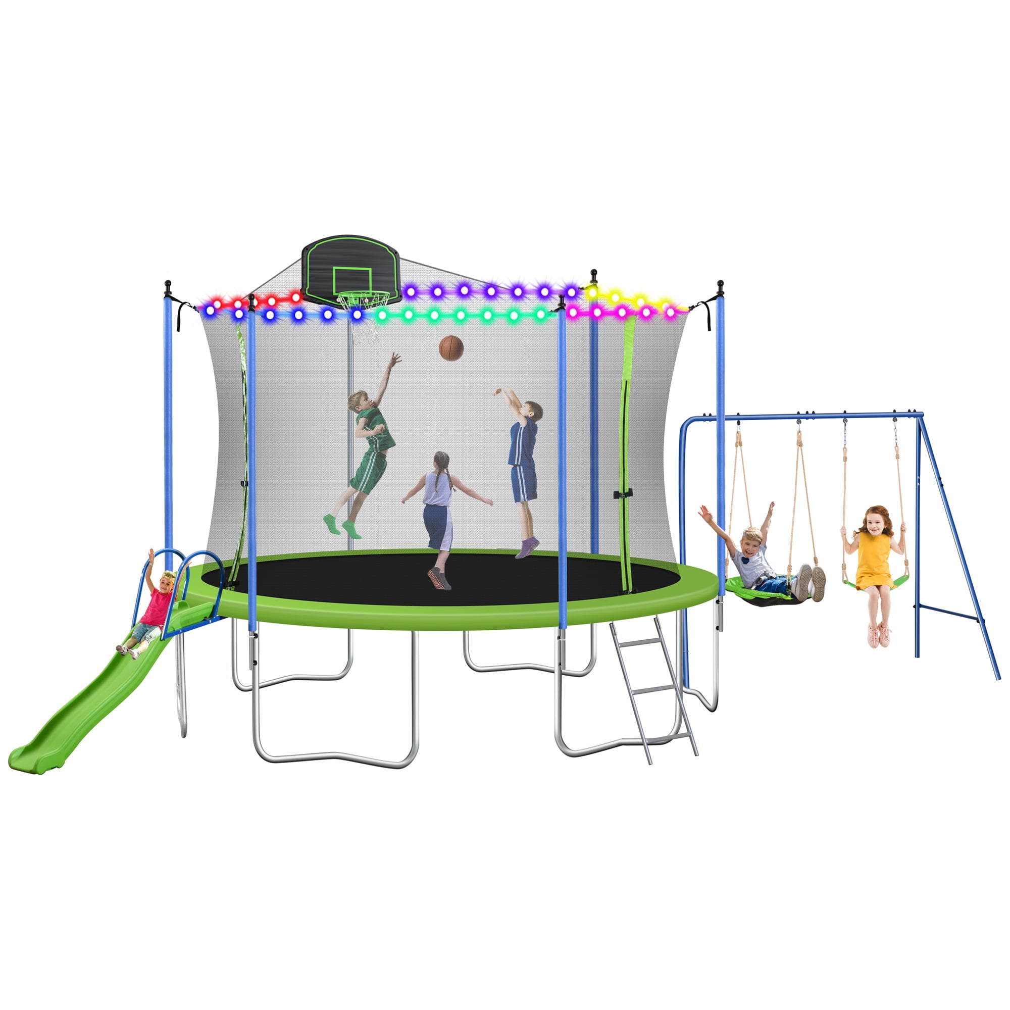Jump Into Fun 14FT Trampoline with Swing and Slide, 1200LBS Capacity 7