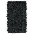 thumbnail image 5 of SAFAVIEH Leather Leather Solid Shag Area Rug, Black, 5' x 8', 5 of 9