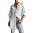 thumbnail image 2 of Ensembles pour Femmes Dédoublés Manches 3/4 Solides Tops Chemisier Col en V Pull Femme Blanc M, 2 of 8