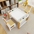thumbnail image 5 of 2 in 1 Kids Play Table & 2 Chairs Set, Activity Table Set with 7 Storage Compartments, Compatible with LEGO Building Block, 5 of 6