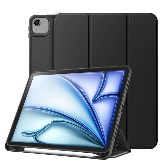 Vena For Apple iPad Air 13 Inch Case with Pencil Holder, iPad Air M4 M3 13 Inch Case, Trifold Stand, iPad Pro 12.9" Case (2022/2021/2020/2018), Black