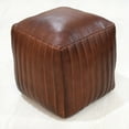 thumbnail image 5 of Square Shaped Goat Leather Handmade Eco-Friendly Brown Pouf - Square Shape Pouf, 14" x 14"x 14", Plain Solid Pouf, Goat Leather Pouf, Recycled Cotton Fill Stuffed Pouf, Leather Seating Pouf, 5 of 5
