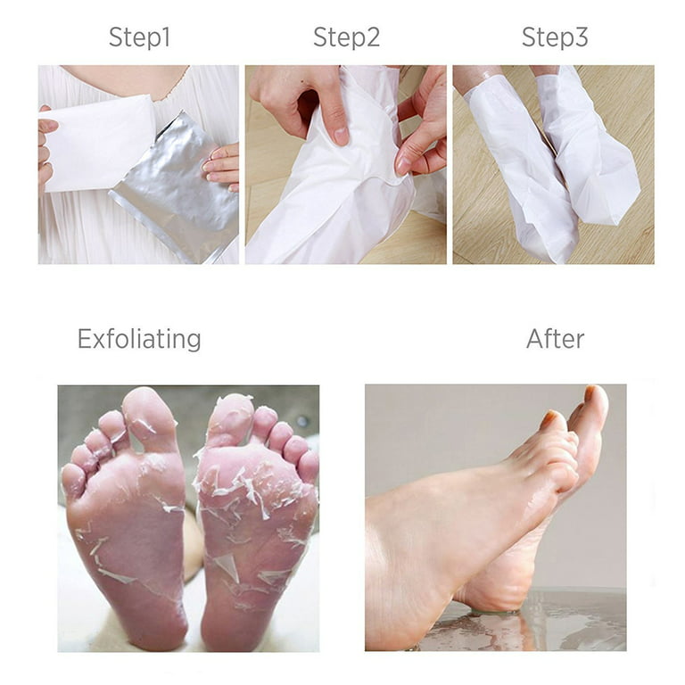 DERMORA Foot Peel Mask - 4 Pack of Regular Size Skin Exfoliating Foot Masks  for Dry, Cracked Feet, Callus, Dead Skin Remover - Feet Peeling Mask for
