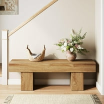 Fimind 55" Entryway Bench, Farmhouse Solid Wood Long Bench for Entryway, End of Bed, Hallway, or Living Room, Rustic Indoor Furniture