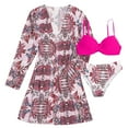 thumbnail image 4 of KBODIU Sexy Printed Three-piece Split Womens Swimsuits Bikini Sets Tankini Bathing Suits for Women Hot Pink L, 4 of 4