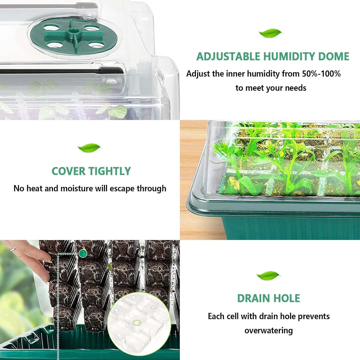 Seed Starter Tray with Grow Light,3 Pack 120 Cells Seedling Tray Kit with Humidity Dome/Indoor Plant Starter Kit, Adjustable Brightness Plant Germination Trays