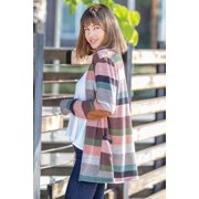 Eloges Women's Multi Color Stripe Elbow Patch Open Cardigan