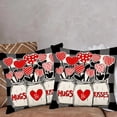 thumbnail image 3 of Hugs and es Pillow Covers 18x18 Inch Set of 2 Valentine’s Day Black White Buffalo Plaid Heart Vase Decorations Pillow Cases Cotton Linen Holiday Farmhouse Cushion Cover for Sofa Couch, 3 of 6