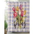 thumbnail image 2 of Shower Curtains Spring Tulips Flower Plant Bath Curtain Blue Purple Buffalo Plaid Waterproof Bathroom Shower Curtain Set with Hooks Decoration 72 x 72 Inches, 2 of 7