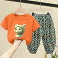 thumbnail image 2 of Vividxx Girls Summer Outfits Sets 2PCS Cute Printed Short Sleeve Tops And Ethnic Floral Pants Casual Playwear Infants Kids Clothes For Age 1-10 Years Comfortable Elastic Waist Trendy Dailywear, 2 of 3