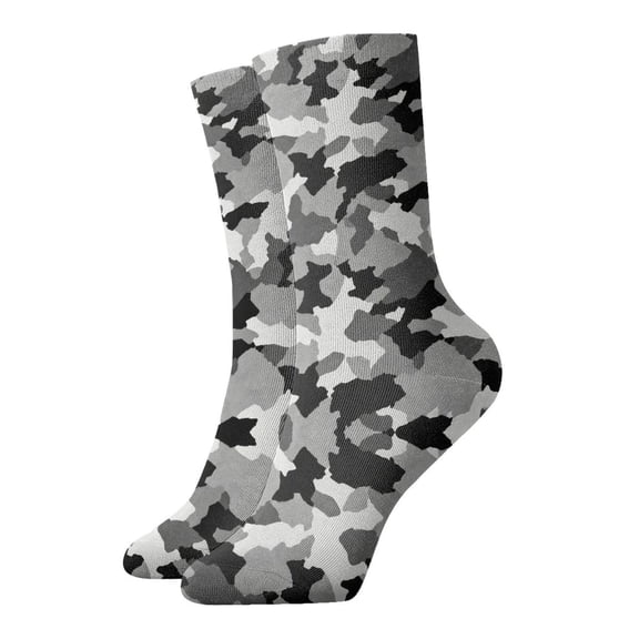 Mens Gray Camouflage Novelty Ankle Socks Womens Comfort Casual Quarter Socks