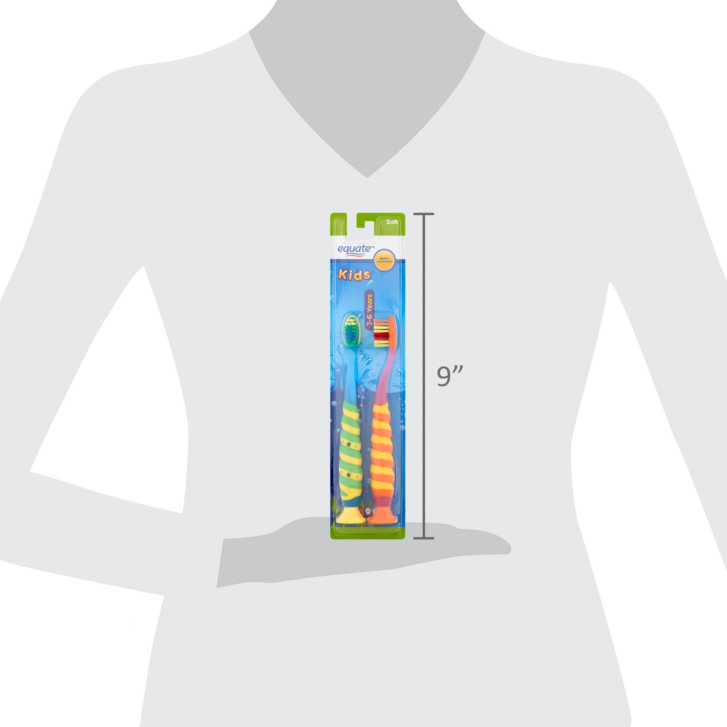 (4 pack) Equate Kids Toothbrush for Ages 3 to 6 with Suction Cup, Soft Bristles (2 Count)