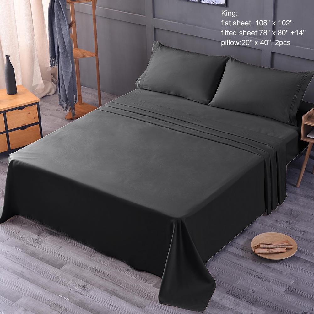 4 Piece Bed Sheet Set 14 Deep Pocket Fitted Flat And Qty