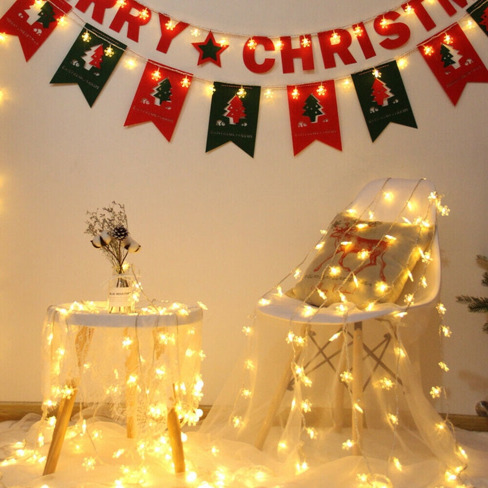 10M 80LEDs Snowflake Fairy String Lights Christmas Xmas Wedding Party Home Decor 