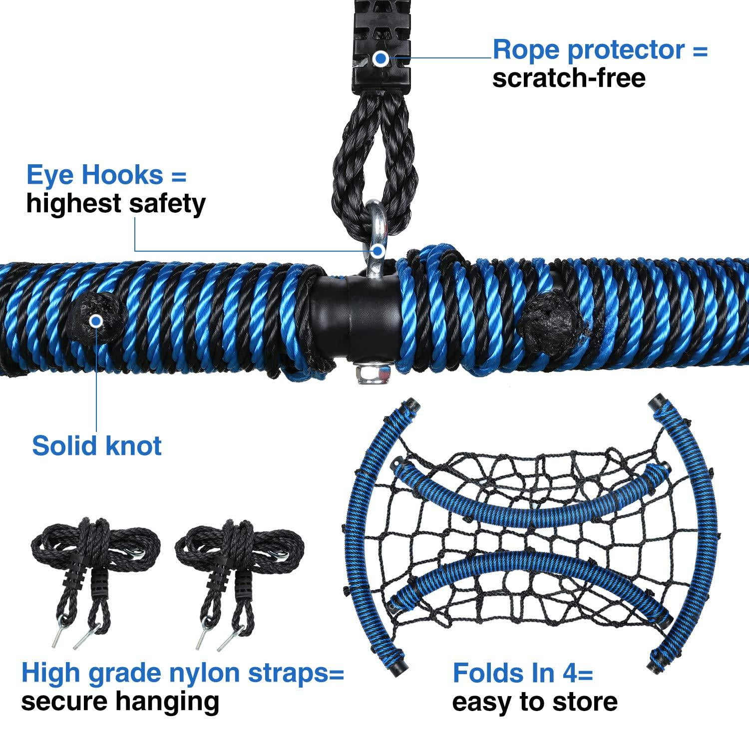 Trekassy 660 lb Spider Web Swing 40 inch for Tree Kids with Steel Frame and 2 Hanging Straps Blue Walmart