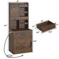 thumbnail image 5 of Blotout 54''Farmhouse Tall Nightstand Set of2 with Charging Station, Bedside Table with Drawer, Barn Sliding Door, Cabinet, LED Night Stand with Gun Drawer, End Table for Living Room, Bedroom, Office, 5 of 7