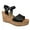 Black/Tan, variant on BOC Corrie Women's Platform Wedge Sandal Size 9 Brown/Tan Faux Leather Upper