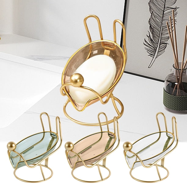 Estante de Metal, Jabonera Autodrenante, Bandeja de Plástico con Soporte Metálico, Jabonera de Pie para Ducha y Cocina, Diseño de Animales, 13,5 X 15 Cm, Blanco, Verde y Rosa.