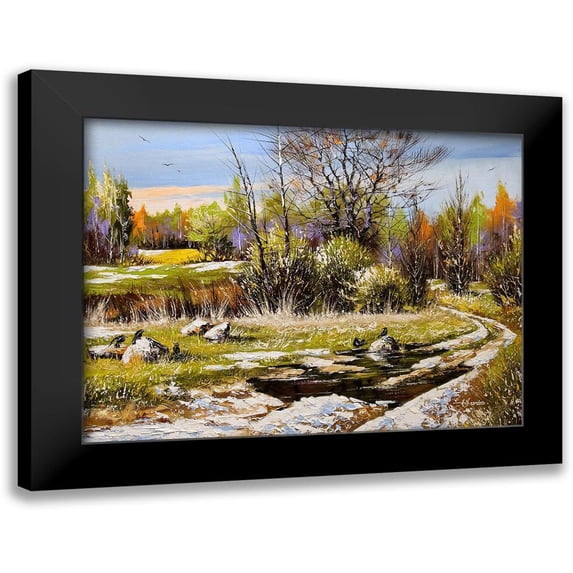 Chodyukov, Aleksander 14x12 Black Modern Framed Museum Art Print Titled - The Snow is slowly Melting
