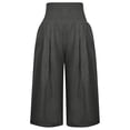 thumbnail image 2 of Frontwalk Womens Loose Capri Pants Palazzo Wide Leg Pants Summer Cotton Linen Capris Crop Trousers with Pockets Black XL, 2 of 4