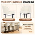 thumbnail image 6 of ClinQ Swivel Counter Height Bar Stools Set of 3, Fabric Upholstered Barrel Bar Chairs with Auto Return, Curved Back and Black Metal Frame, Linen, 6 of 7