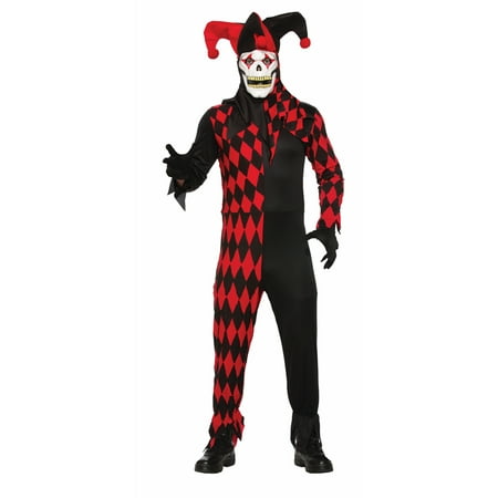Adult Red Evil Jester Halloween Costume with Mask - Walmart.com
