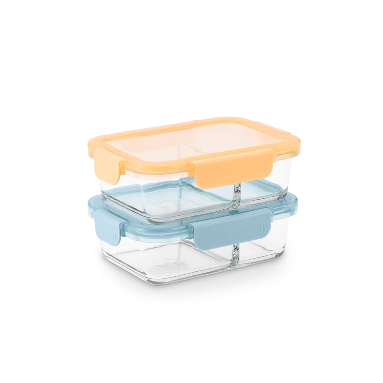 Ello Color Lock 3.4-Cup Divided Glass Meal Prep Set, 4-Piece photo 3