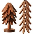 thumbnail image 4 of Christmas Tree,Tree Trivet Set,Natural Tree Trivet Set,Walnut Wood Tree Trivet Set, Natural Tree Trivet Set - 4 Wooden Trivets & 1 Stand Like a Christmas, Foldable Kitchen Wooden, 4 of 7