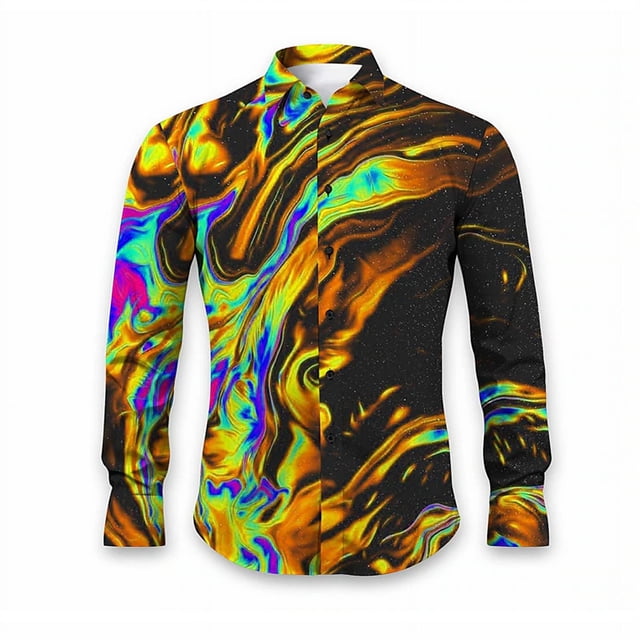 Camisa superior para hombre con estampado floral de tótem, dragón y estrella, de alta definición, ligera, cómoda, suave, de manga larga, informal, nuevo estilo 2024
