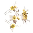 thumbnail image 2 of Qarigey 4 piezas de peinetas de flores para boda, conjunto de decoraciones para niñas, tocado nupcial, adorno, accesorio de joyería de moda Accesorio para el cabello Amarillo Qarigey AP012181-07, 2 of 6