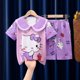 thumbnail image 3 of Lindo Sanrios verano pijamas de chico Kawaii Anime MyMelody Cinnamoroll Kuromi pantalones cortos de manga corta ropa de casa de dibujos animados conjunto de dos piezas regalo, 3 of 4