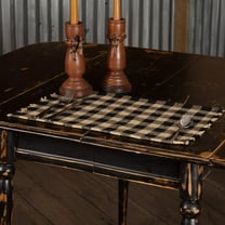 VHC Brands, Burlap Black Check, Cotton, 12x18, Fringed, Placemat, Set of 6, Black