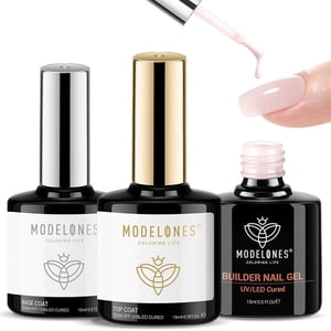 Modelones Top Coat Builder Gel Set, Nude Pink, 10 ml