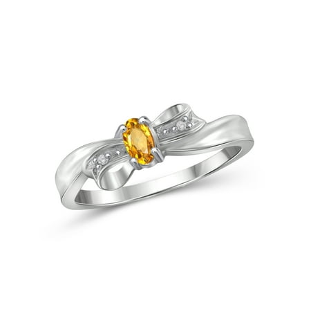 Silver Box Ring - JewelersClub 1/5 Carat T.G.W. Citrine And White Diamond Accent Sterling Silver Bow Ring