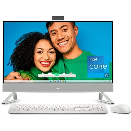Dell Inspiron 27 7720 All in One Desktop - 27-inch FHD Touchscreen Display, Intel Core i5-1335U, 16GB DDR4 RAM, 512GB SSD, Intel Iris XE Graphics, Windows 11 Pro, Services Included - White