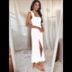 thumbnail image 4 of Vestido de Verano con Escote Cuadrado y Volantes para Mujer, Ideal para Bodas, Fiestas, Damas de y Salidas Nocturnas. Crema M, 4 of 8