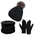 thumbnail image 3 of ZSQDM 3 Pcs Winter Hat Scarf and Gloves Set for Women Warm Knit Fleece Lined Neck Warmer Touchscreen Gloves beanie for Women Lift Hard Hat Scarf ,Hat,& Gloves Tire Valve Stem Caps, 3 of 3