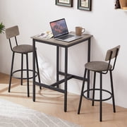 3-piece Dining Table Set,Counter Height Dining Set with Table and 2 Bar Chairs, Modern Small Dining Table Set, Countertop Kitchen Pub Set for Bar/Breakfast Nook/Dining Room/Living Room, JA1655