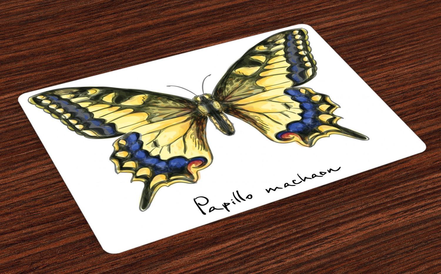 Swallowtail Butterfly Placemats Set of 4 Common Yellow Papilio Machaon in Watercolors Fragile