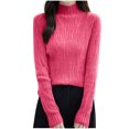 thumbnail image 3 of WRKEKC Womens Sweater Trendy Sweaters for Women Autumn Winter Casual Long Sleeve Solid Color Knit Pullover with High Neck Wave Pattern Loose Fit Cozy for Fall Fashion, 3 of 6