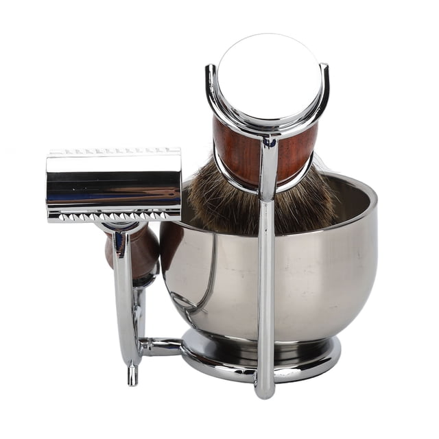 Navaja de afeitar manual, kit de cuidado del afeitado para hombres, kit de brocha de afeitar, navaja, recortadora de barba, confiable y duradera