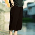 thumbnail image 5 of LODIENY Men's Linen Plus Size (M-5XL) Capri Pants Lightweight Loose Fit 3/4 Pant Elastic Waist Drawstring Harem Casual Beach Yoga Trousers Black M, 5 of 6