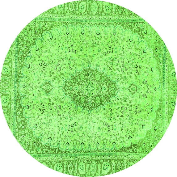 Ahgly Company Indoor Round Abstract Green Modern Area Rugs, 5' Round