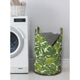 thumbnail image 3 of Leaves Laundry Bag, Continuous Nature Exotic Forest Monstera Leaf Silhouettes Illustration, Basket with Handles Drawstring Closure for Laundromats, 13" x 19", Pastel Green Multicolor, by Ambesonne, 3 of 4