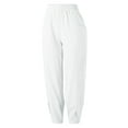 thumbnail image 5 of Womens Cotton Fashion Long Pant Elastic Waist High Waist Casual Trousers Streetwear Female Bottoms White M, 5 of 6