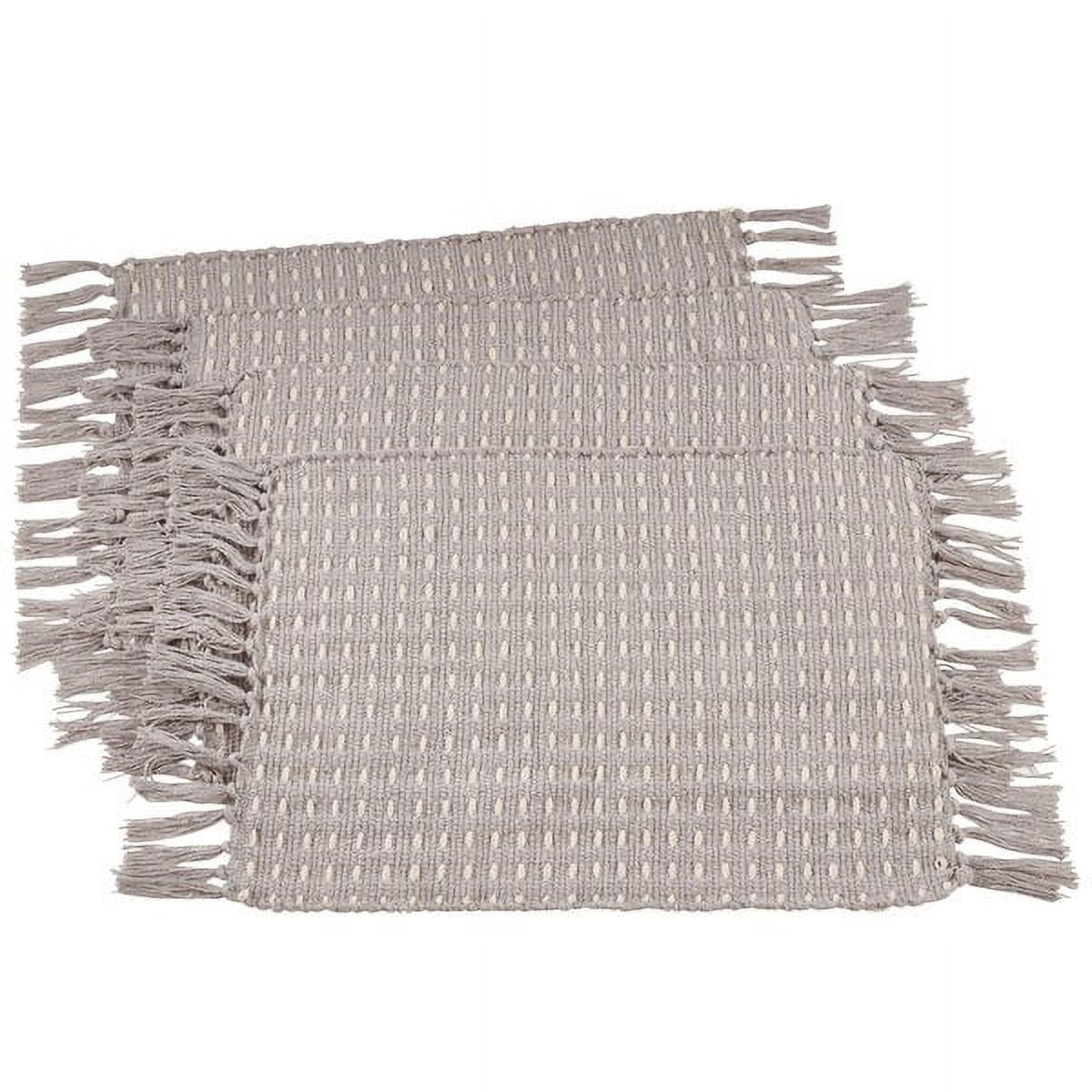 Fennco Styles Kensrue Collection Rustic Dashed Woven Cotton 14 x 20 Inch Placemats, Set of 4 â€“ Grey